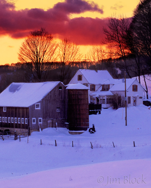 Raymond's Farm at Sunset in Winter