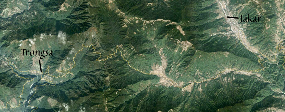 Jakar to Trongsa from Google Earth