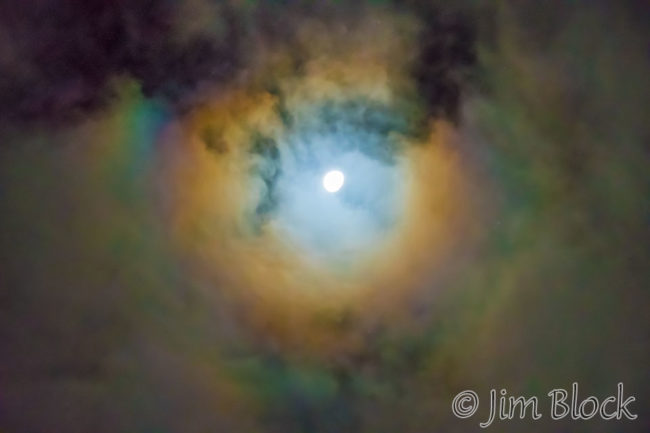 Iridescent Clouds around the Moon, Etna, NH, November 7, 2017